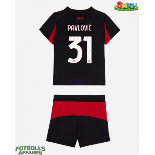 AC Milan Strahinja Pavlovic #31 Hemmaställ Barn 2025-26 Kortärmad (+ Korta byxor)